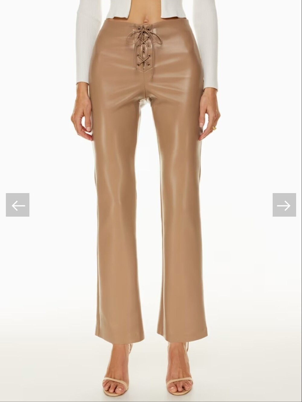 Aritzia Wilfred Elementary Y2K style Faux Leather Lace-Up Brown Bootcut Pants 6